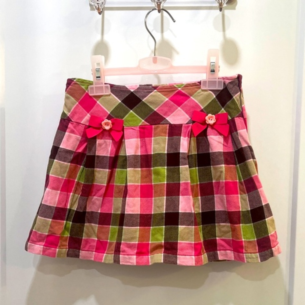 Gymboree Kids Pink, Green, and Brown Plaid Skort, Size 9